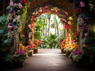 floral archway made with generative AI