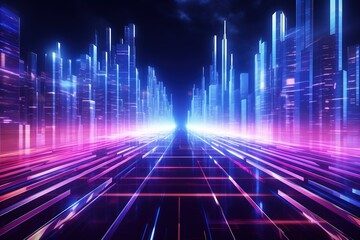 abstract futuristic background with pink blue glowing neon moving high speed wave lines and bokeh lights. Data transfer concept Fantastic wallpaper