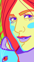 a bright close-up portrait of a woman in a modern author's style