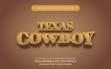 Editable text effect cowboy Texas text style vintage retro color