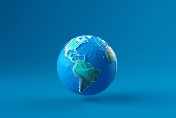 Fototapeta na wymiar World globe, earth map, isolated on blue. generative ai