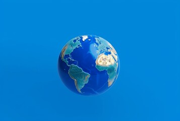 Fototapeta na wymiar World globe, earth map, isolated on blue. generative ai