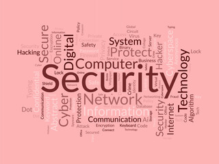 Word cloud background concept for security. Protect technology, privacy network and cyber information of hacker crime. vector illustration.