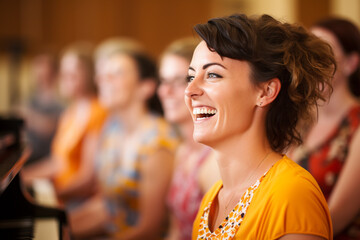 the choir members engaged in rehearsal and practice, refining their voices and musical skills Generative AI