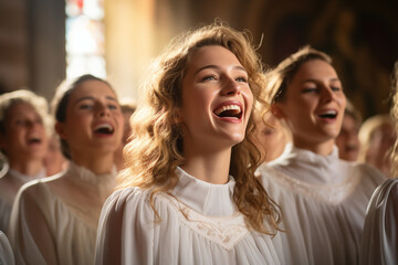 church choir singing during special occasions like Christmas or Easter, spreading the spirit of the season Generative AI
