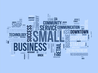 Word cloud background concept for Small business. make success with digital entrepreneurship business mind. vector illustration.