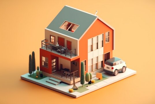 Isometric eco-friendly house, generative AI