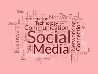 Word cloud background concept for Social media. Global online communication progress with social networking success. vector illustration.