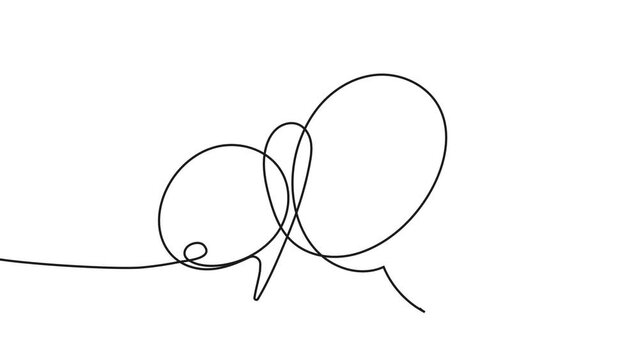 Speech bubble continuous video one line drawing, minimalist line illustration done in one line animation.