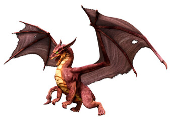 Fototapeta premium 3D Rendering Fairy Tale Dragon on White