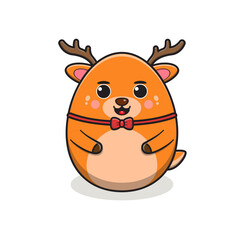 cute deer vector cartoon character, deer cartoon character, cute animal character, round shape animal character, animal mascot