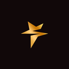 Letter S Star Logo Design. Star Gold Logo