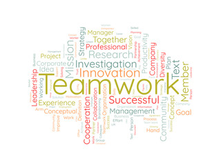 Word cloud background concept for Teamwork. Business success with together partnership of leadership achievement. Vector illustration.