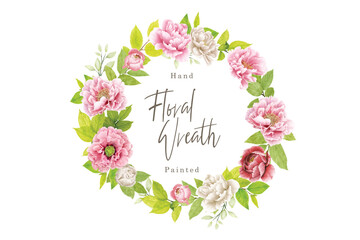 Hand drawn peony wreath design