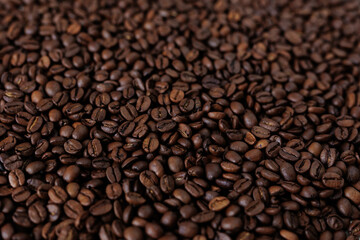 Overhead view of backdrop representing halves of dark brown coffee beans