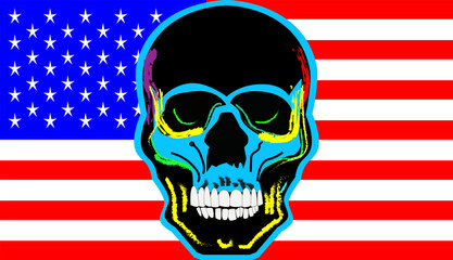 Skull with American flag,USA vivid colors
