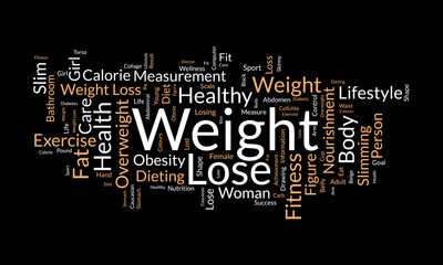 Word cloud background concept for weight Lose. Diet with healthy food for losing overweight or living healthy life. vector illustration.