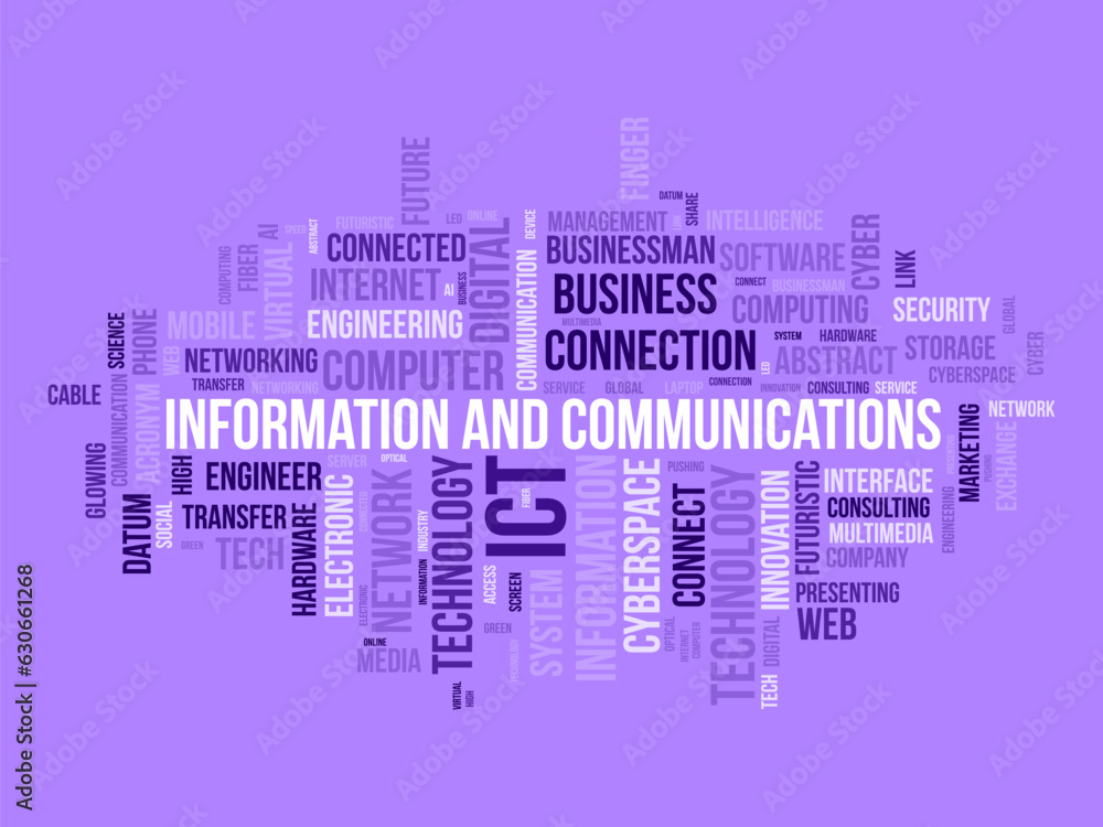 Wall mural word cloud background concept for information and communications technology (ict). cyberspace networ