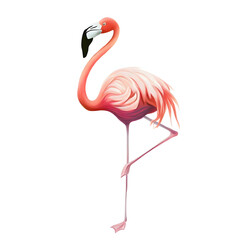 Flamingo illustration art white background generative AI.
