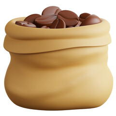 3d render of coffee bean in sack.