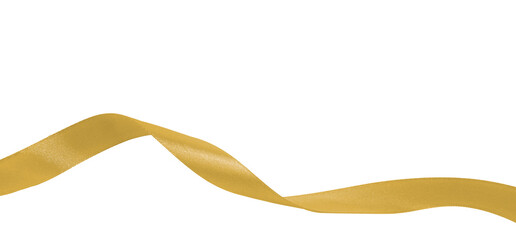 bright gold ribbon on transparent background, PNG image.	
