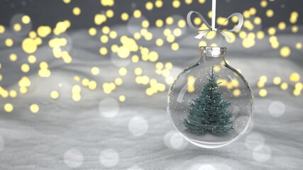 Fototapeta na wymiar Fir Christmas Tree Globe Bokeh