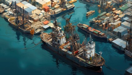 Fototapeta premium World map with logistic network distribution on background. Logistic and transport concep