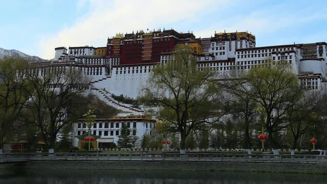 Time lapse of Potala Palace in Tibet, China.