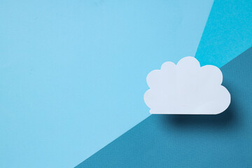 White paper cloud on gray background, place for text