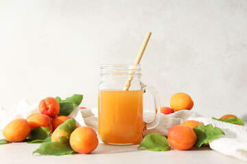 Composition with apricot, concept of tasty and fresh fruit