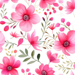 Seamless watercolor Textile floral flower texture patterns for fabric digital print. Generative AI