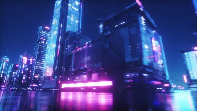 CyberPunk City Futuristic Background Loop