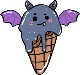 Cute Vibrant Festive Ice Cream Halloween Costume Doodle Hand drawing Fantasy Delight