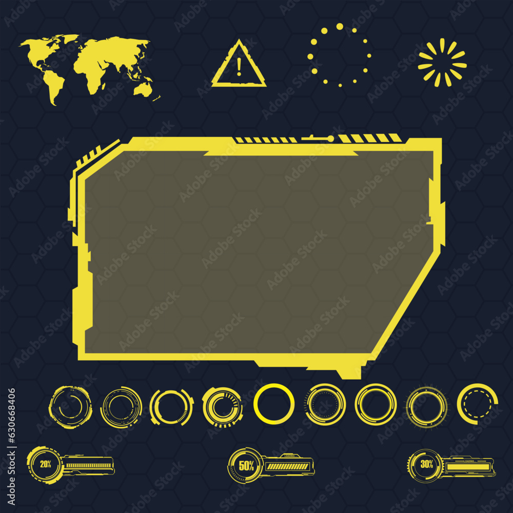 Fototapete digital interface hud elements set pack. user interface, frame screens. callouts titles, fui circle 