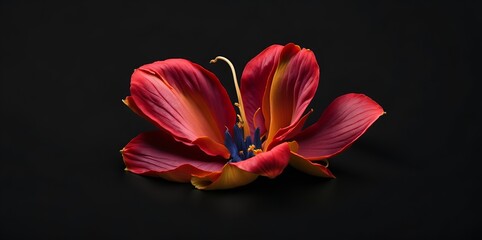 Photo of a flower close up on a black background, generative ai