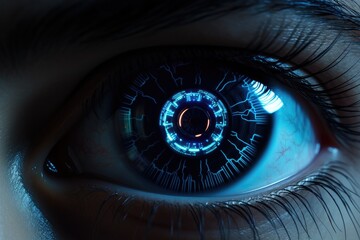 Futuristic digital technology screen on the eye