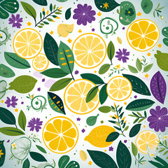 Bright Citrus and Floral Pattern