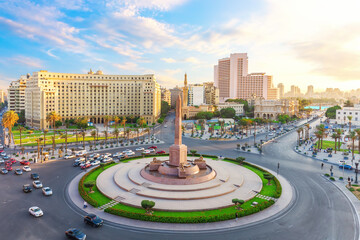 Aerial view of the Tahrir Square of Cairo, famous place of visit, Egypt