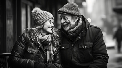 A heartwarming image of a kind stranger making an elderly person smile with a small gesture 