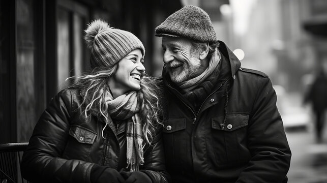 A heartwarming image of a kind stranger making an elderly person smile with a small gesture 