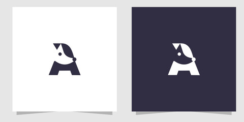 letter a with dog logo design