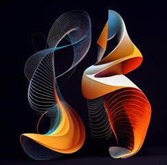 Abstract art of 3d curved lines background  forming surreal shape  made with Generative AI