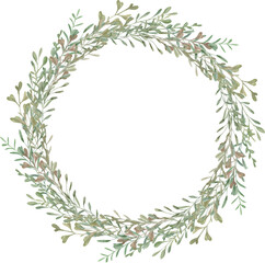 Hand Drawn Watercolor Wreath With Leaves