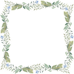 Fototapeta premium Hand Drawn Watercolor Frame With Leaves