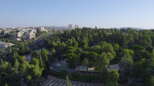 Flying over a military cemetery on Mount Herzl Jerusalem