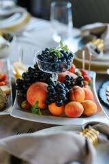 table setting with fruits