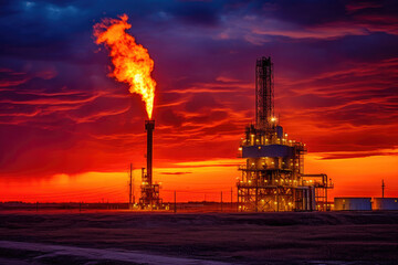 Obraz premium Sunset Tapestry on the Oil Fields