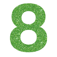 Blue glitter number eight in transparent background.Number 8 icon, Design for decorating, background, wallpaper, illustration.