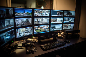 Naklejka premium Total Home Surveillance: Real-Time CCTV Monitoring Center