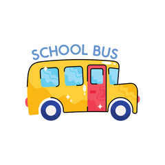 School bus doodle vector filled outline Sticker. EPS 10 file